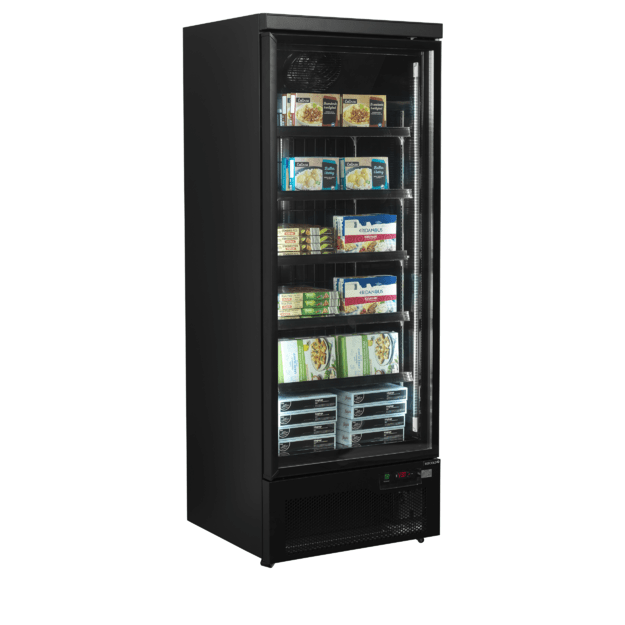 Black display freezer with adjustable shelves Atom Maxi F1DBB