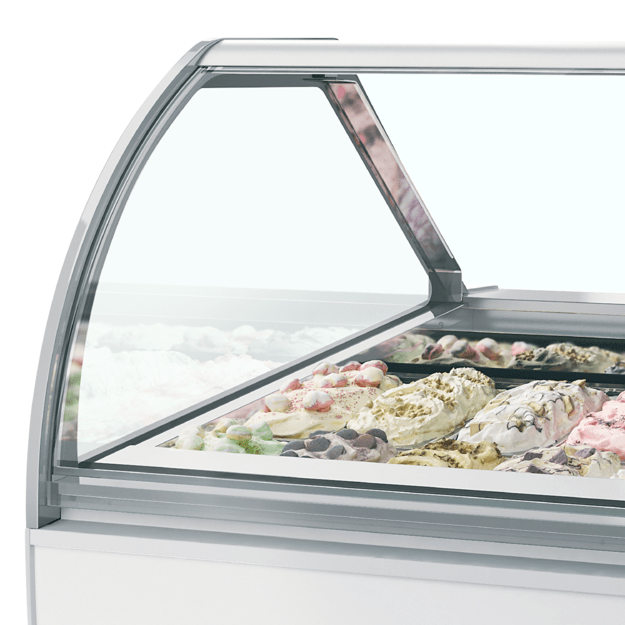 Professional 20 scoop ventilated ice cream display with curved glass MILLENNIUM LX20