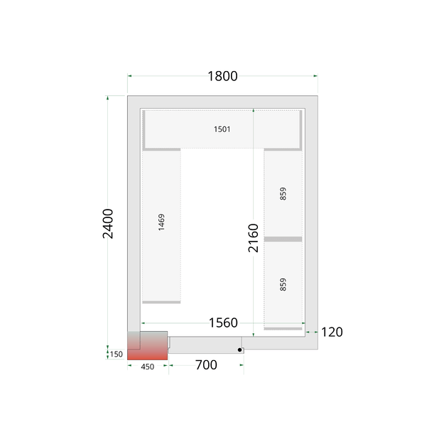 Cold room panels with 120 mm insulation CR 180x240x220