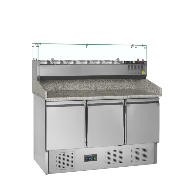 Pizza table with refrigerated topping unit for GN pans PT1365 + GVC33-140