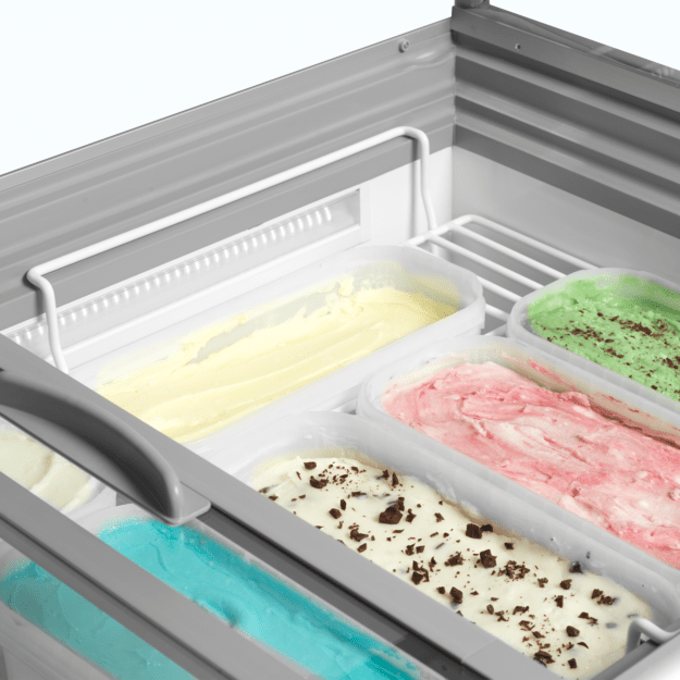 Sveriamų ledų vitrina 12 × 5 l plastikiniams indams IDA500-W1+