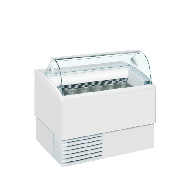 Scoop ice cream freezer with curved glass sneezeguard ISETTA 6LX