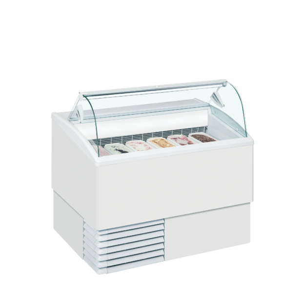 Scoop ice cream freezer with curved glass sneezeguard ISETTA 6LX 2