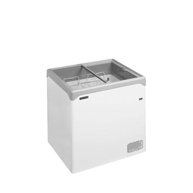 Elegant chest freezer with flat sliding glass lids NIC202SC