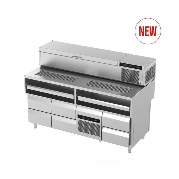 Novameta Z-PIZZA refrigerated pizza preparation table, 2130 × 850 × 1200 mm