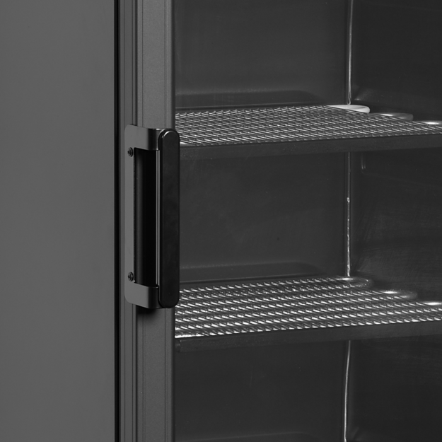 Black display freezer with a heated glass door  UFSC371G Black