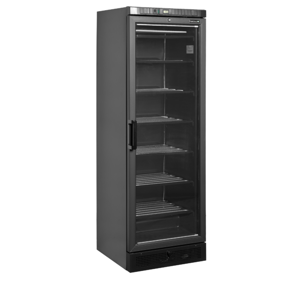 Black display freezer with a heated glass door  UFSC371G Black
