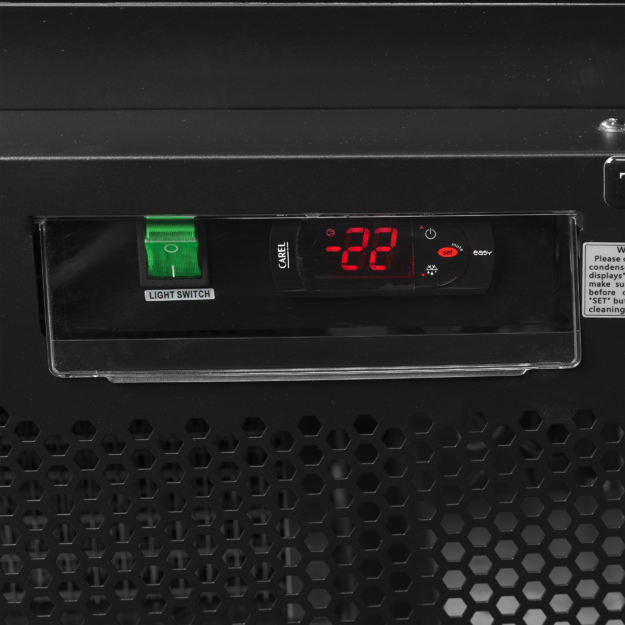 Black display freezer with adjustable shelves Atom Maxi F2DBB