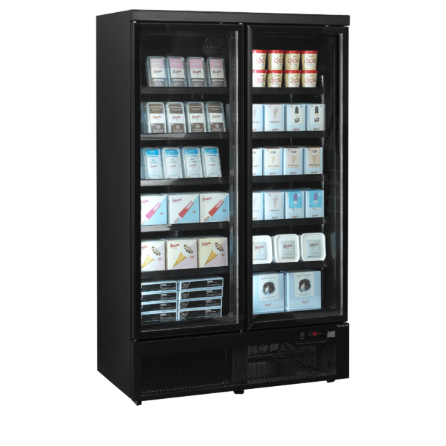 Black display freezer with adjustable shelves Atom Maxi F2DBB