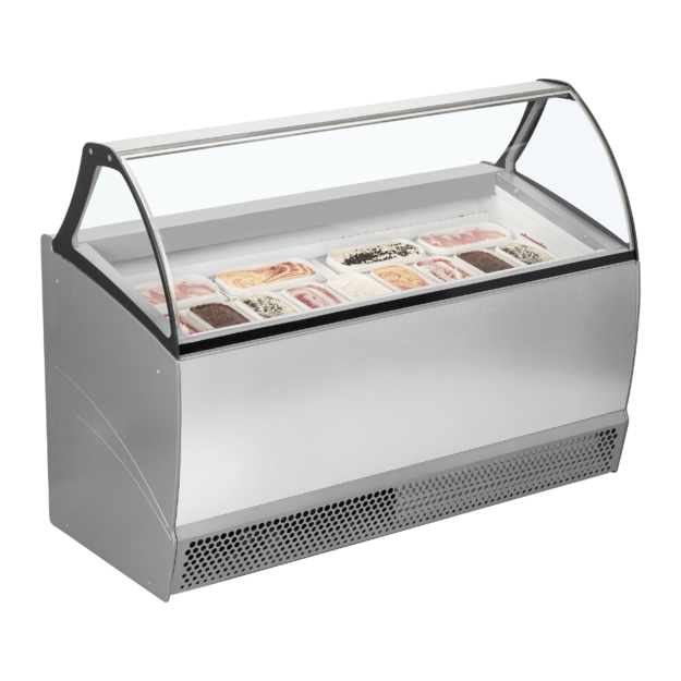 Ventilated 13 scoop ice cream display with under-storage BERMUDA RV13 1