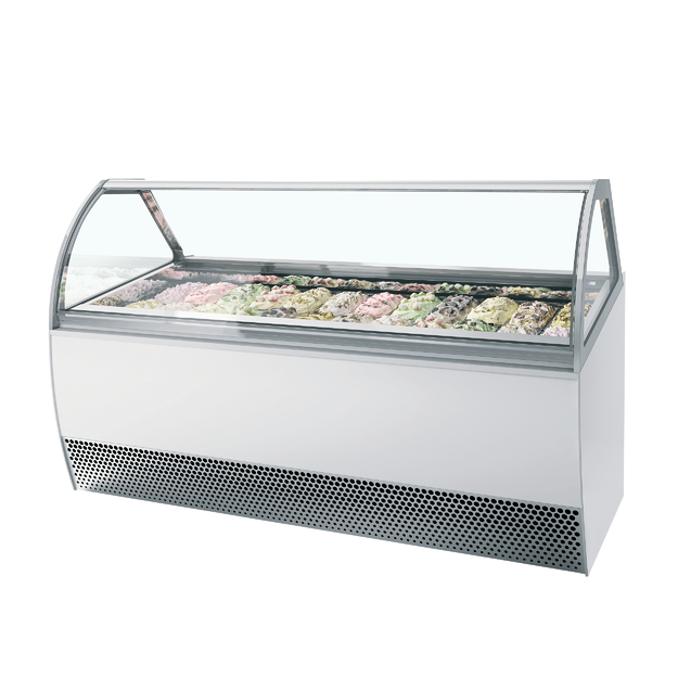 Professional 24 scoop ventilated ice cream display with curved glass MILLENNIUM LX24
