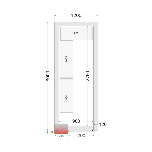 Cold room panels with 120 mm insulation CR 120x300x220
