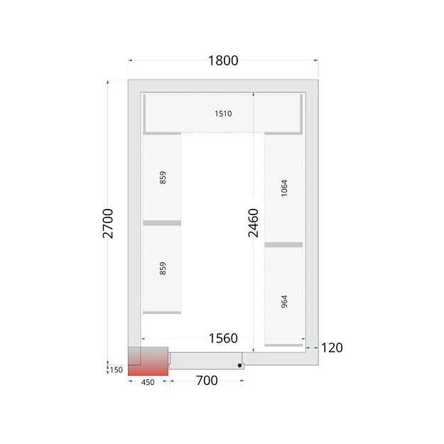 Cold room panels with 120 mm insulation CR 180x270x220