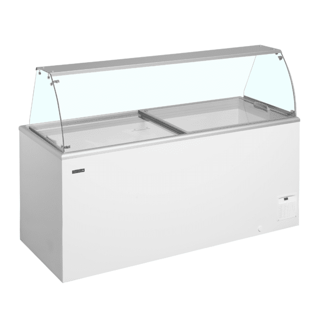 Sveriamų ledų vitrina 14 × 5 l + 2 × 2,5 l plastikiniams indams IDA600-W1+