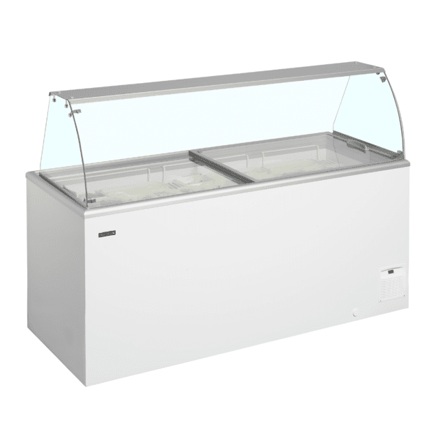 Sveriamų ledų vitrina 14 × 5 l + 2 × 2,5 l plastikiniams indams IDA600-W1+