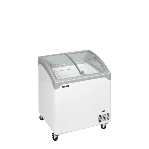 Elegant chest freezer with curved sliding glass lids NIC202SCEB