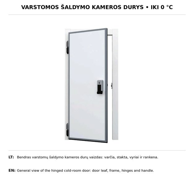 Varstomos šaldymo kameros durys 1000×2000 mm – iki 0 °C