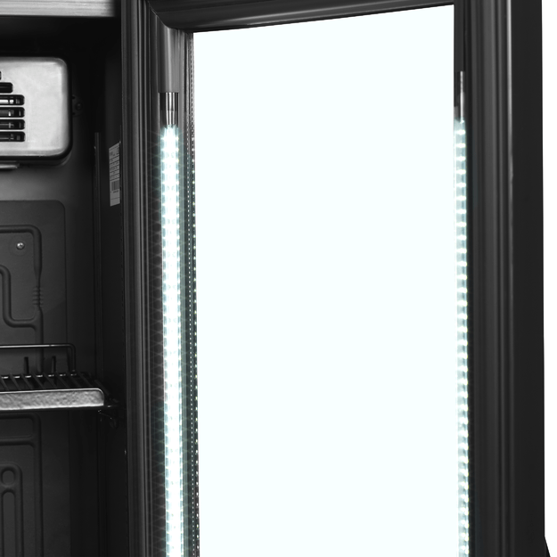 Siauras juodas gerimų šaldytuvas FSC175H BLACK