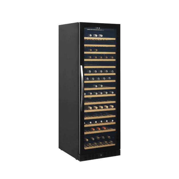 Black wine cooler with glass door for an exclusive display TFW400-F