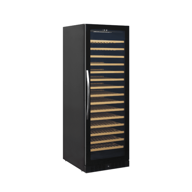 Black wine cooler with glass door for an exclusive display TFW400-F
