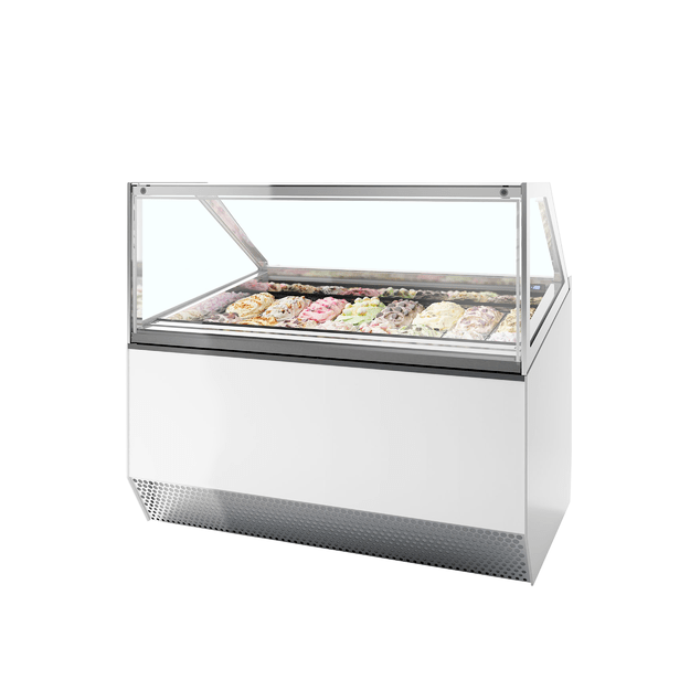 Professional 16 scoop ventilated ice cream display with flat glass MILLENNIUM ST16
