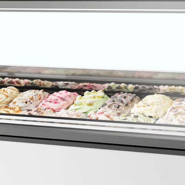 Professional 16 scoop ventilated ice cream display with flat glass MILLENNIUM ST16