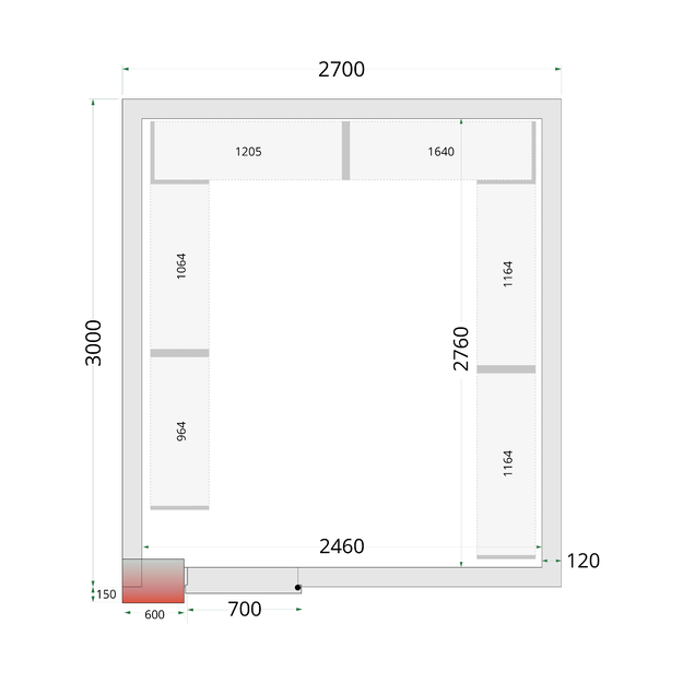 Cold room panels with 80 mm insulation - without floor CR 270x300x212 NF