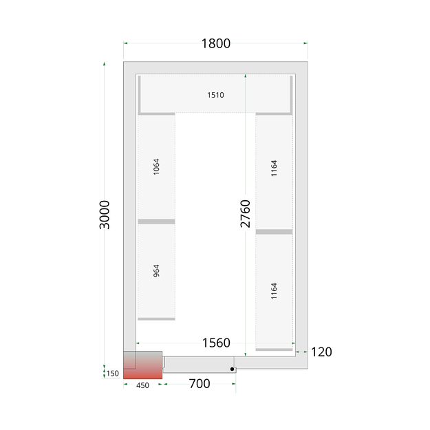 Cold room panels with 120 mm insulation CR 180x300x220