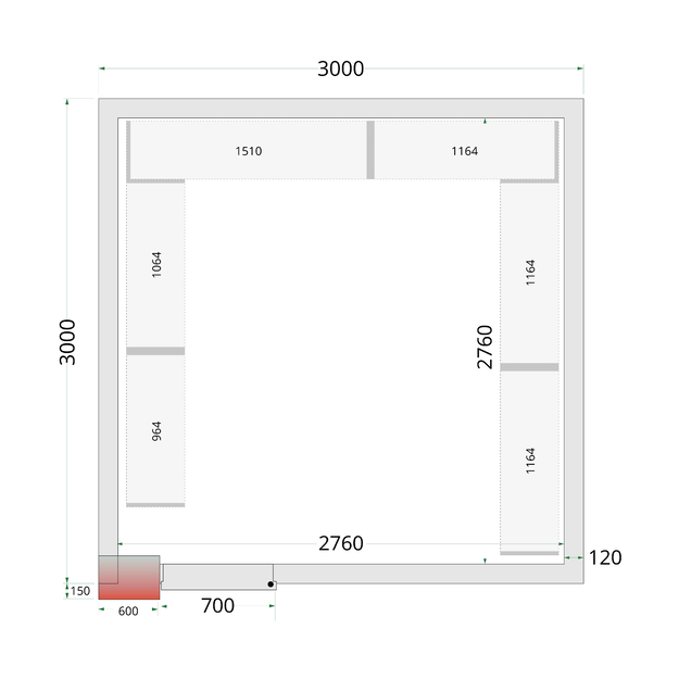 Cold room panels with 120 mm insulation CR 300x300x220