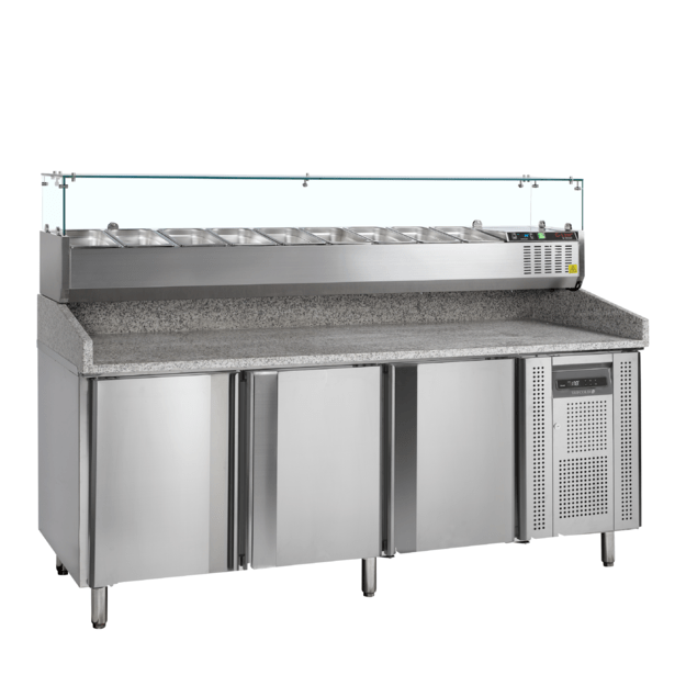 Pizza table with refrigerated topping unit for GN pans PT1300 + GVC38-200