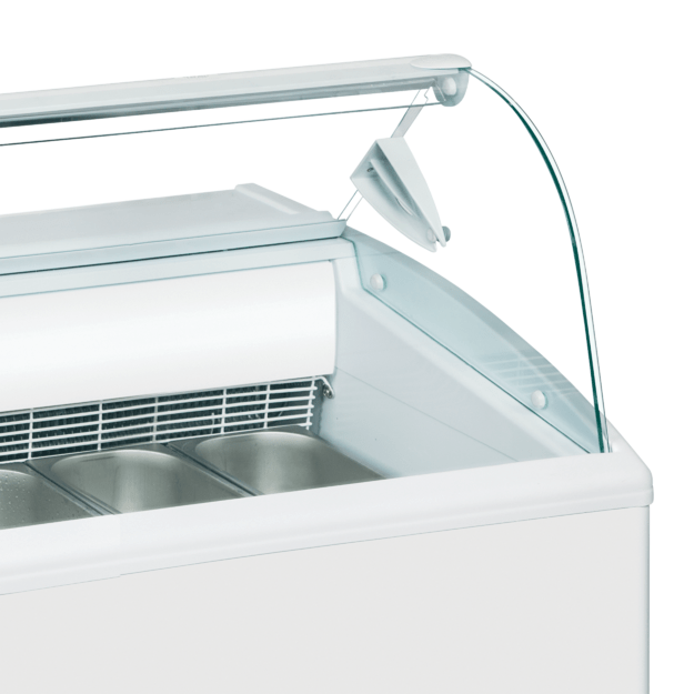 Scoop ice cream freezer with curved glass sneezeguard ISETTA 7LX 2