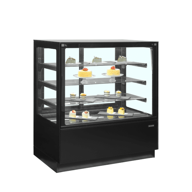 Refrigerated display counter with flat glass structure PDA3-CTF120B-1