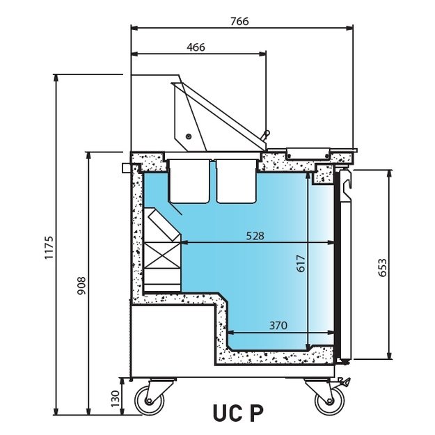 INFRICO UC 27 P – salotų ruošimo šaldymo stalas, 200 l