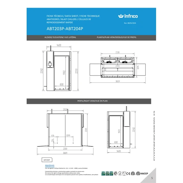 INFRICO ABT203C blast chiller/freezer – 3 GN 1/1 trolleys, 200/130 kg