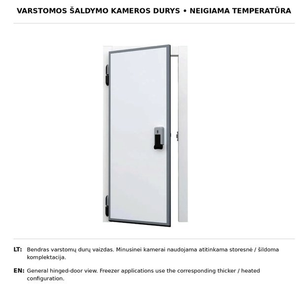 Varstomos šaldymo kameros durys 1000×2000 mm – neigiamai temperatūrai