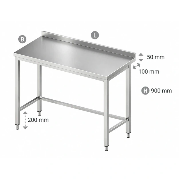 Nerūdijančio plieno darbo stalas Novameta S Line 3500 × 700 mm