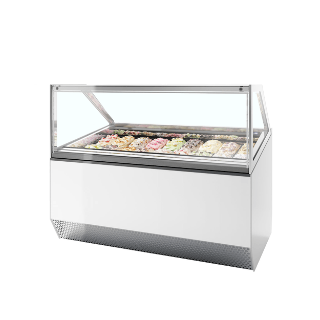 Professional 18 scoop ventilated ice cream display with flat glass MILLENNIUM ST18