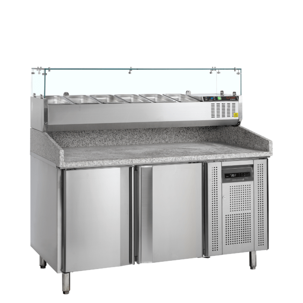 Pizza table with refrigerated topping unit for GN pans PT1200 + GVC38-150