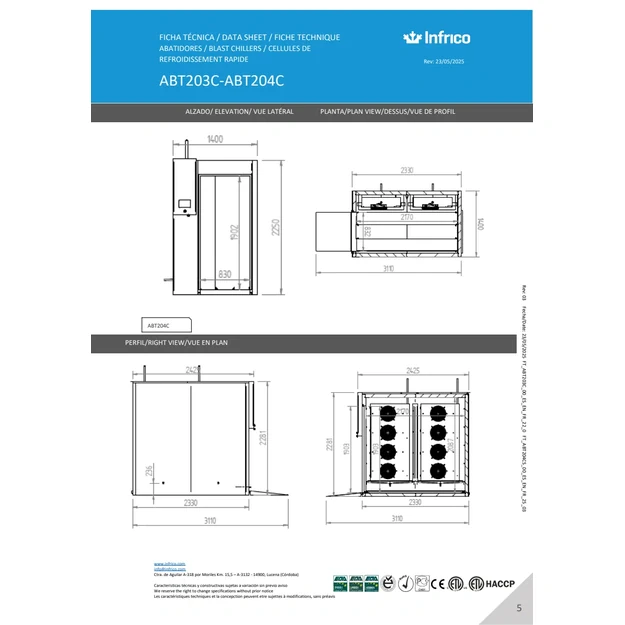 INFRICO ABT204C blast chiller/freezer – 4 GN 1/1 trolleys, 200/130 kg