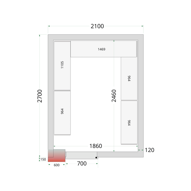 Šaltojo kambario plokštės su 120 mm izoliacija CR 210x270x220