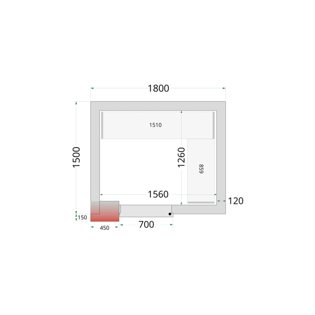 Šaltojo kambario plokštės su 120 mm izoliacija CR 180x150x220