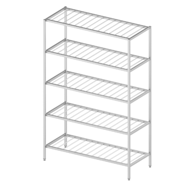 Novameta welded shelving unit, 1300 × 700 × 1800 mm, 5 shelves