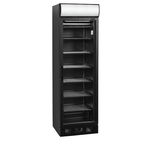 Black display freezer with canopy and a heated glass door  UFSC371GCP Black