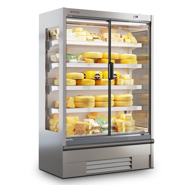 Glass-door specialist multideck for cheese and salted cod INFRICO MSDCBA MS12 DCBA M1 – 1330 × 685 × 2000 mm