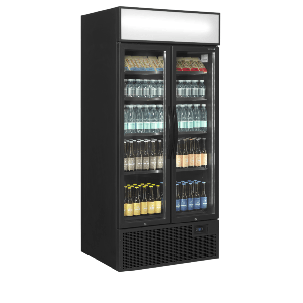 Black 2-door display cooler with canopy FSC891H Black