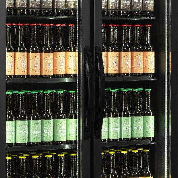 Black 2-door display cooler with canopy FSC891H Black