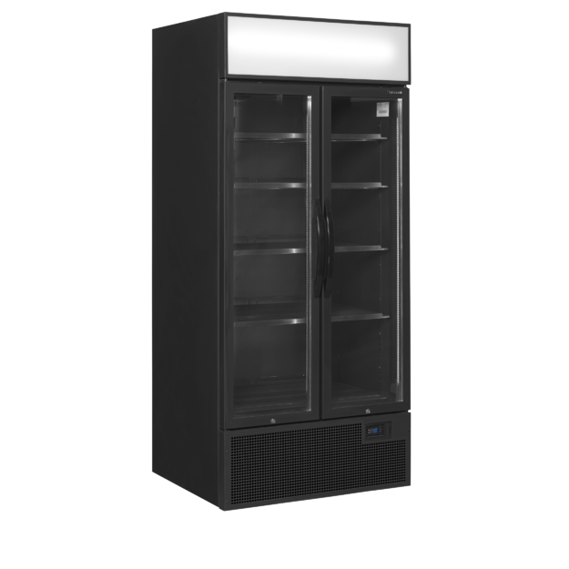 Black 2-door display cooler with canopy FSC891H Black