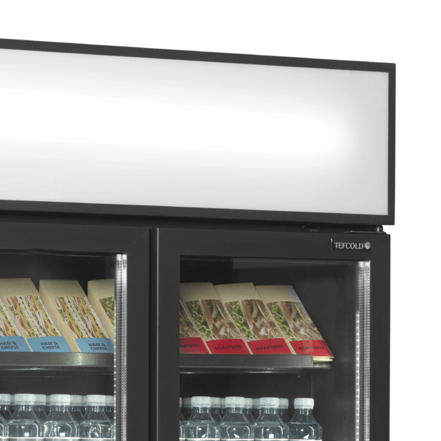Black 2-door display cooler with canopy FSC891H Black