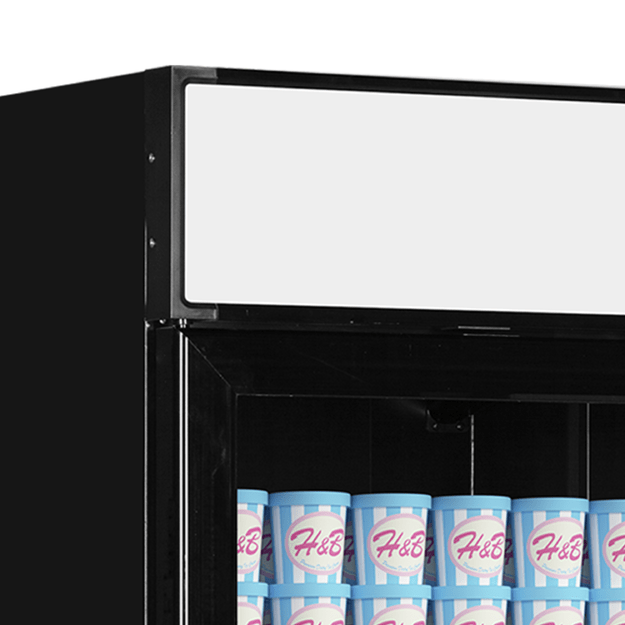 Elegant black display freezer with canopy LGF2500B