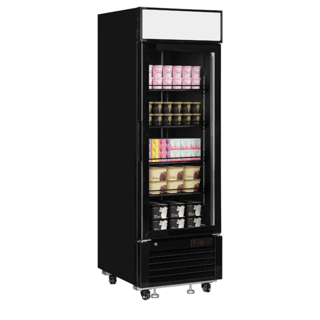 Elegant black display freezer with canopy LGF2500B